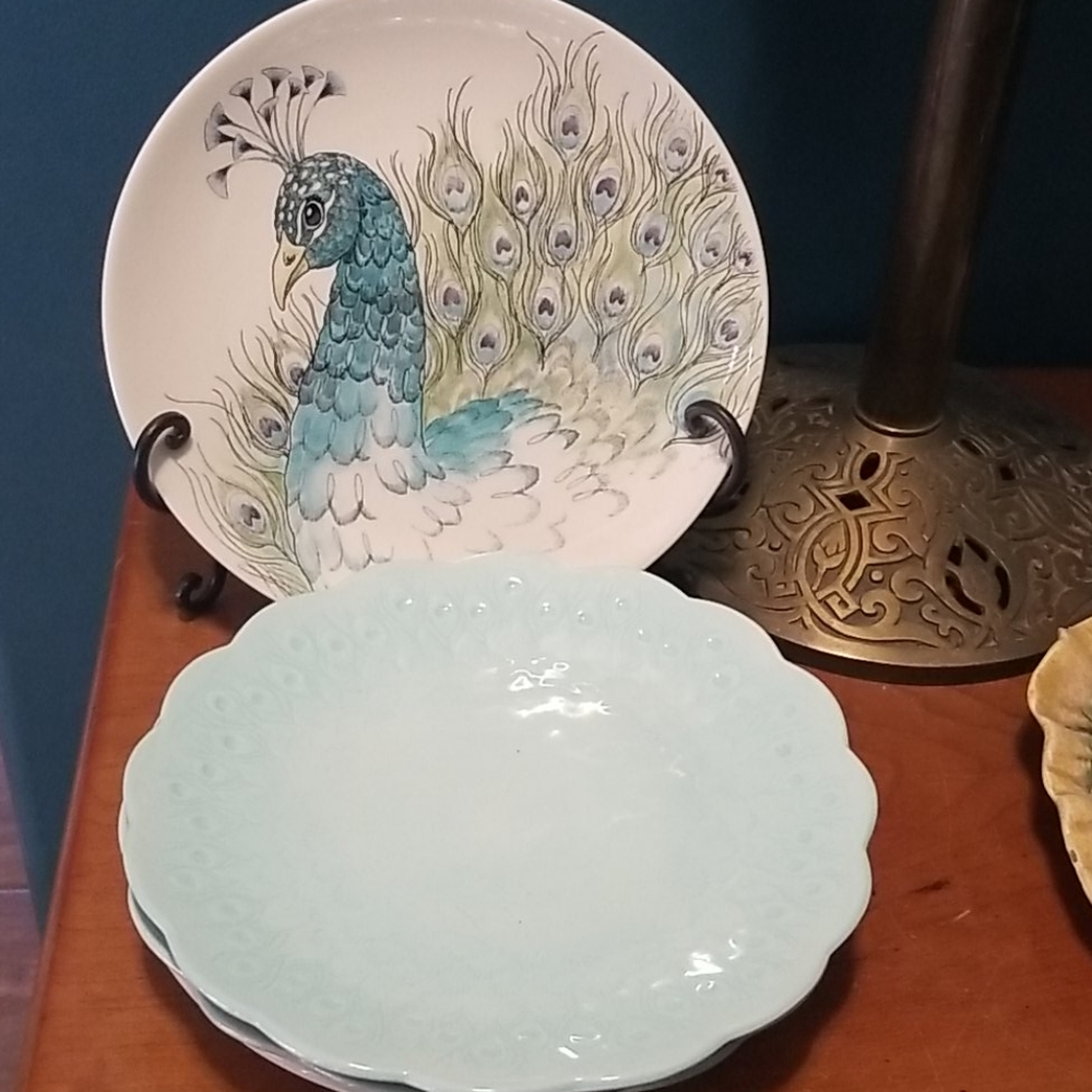 Edie Rose Home Peacock Set of 4 Salad Plates …